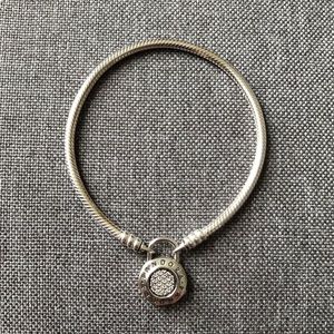 Pandora Pavé Padlock Clasp Snake Chain Bracelet